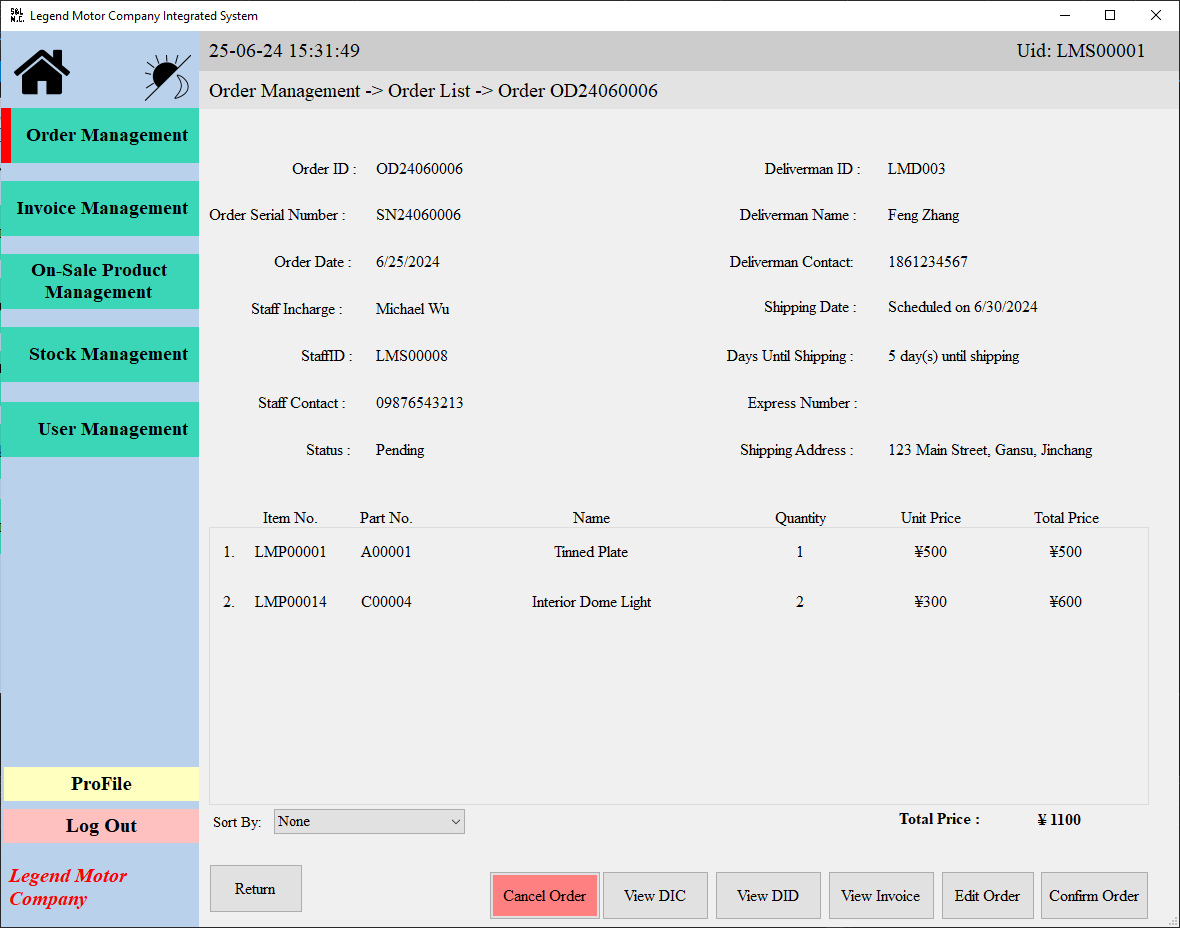 Order Page