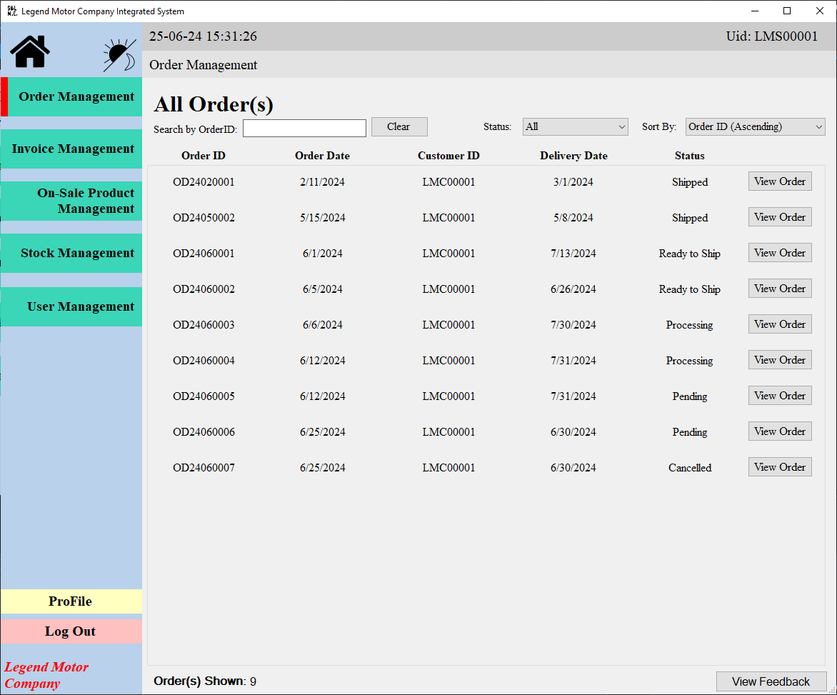 Staff View Order