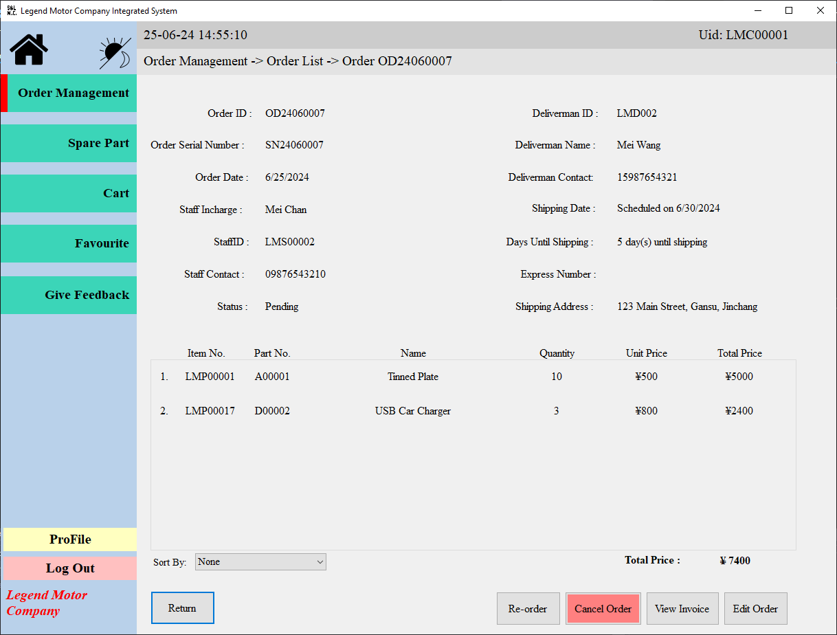 Order Page